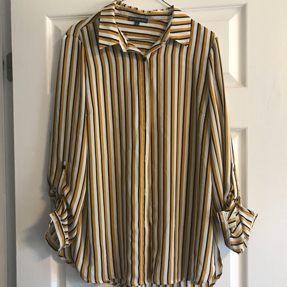 Adrianna papell long sleeved mustard button up